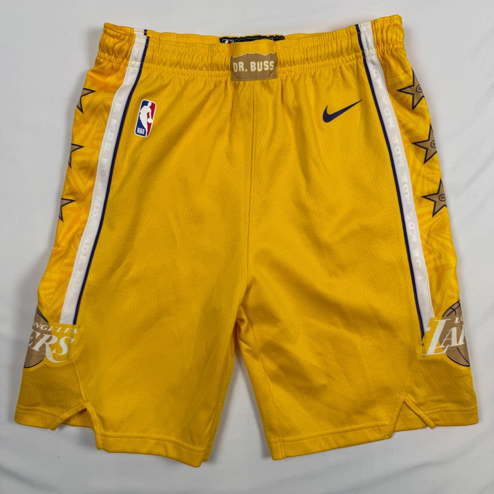 Nike Los Angeles Lakers NBA Basketball Shorts Yellow Dr Buss Patch Mens Medium